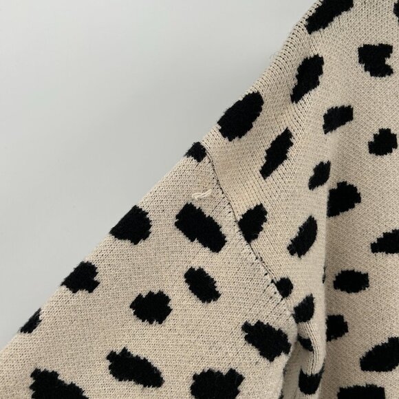 ENTRO Beige Black Spotted Distressed Soft Knit Boxy Pullover Sweater Size Medium - Picture 8 of 9